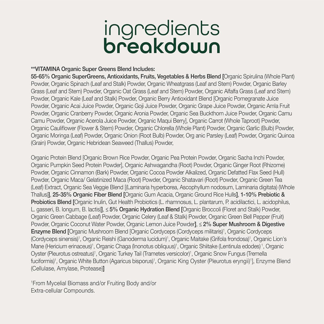 Zena Nutrition Organic Super Greens  | 70+ Fruit & Veggie Superfoods