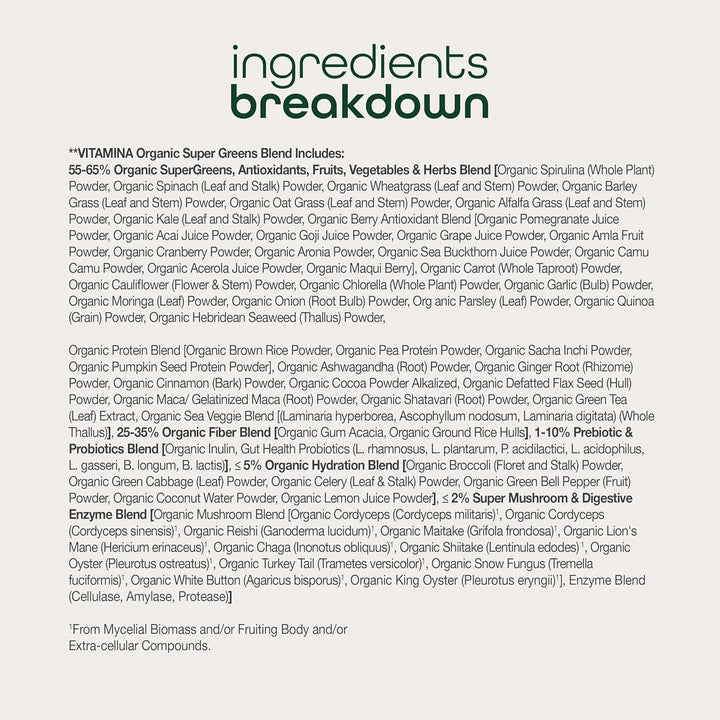 Zena Nutrition Organic Super Greens  | 70+ Fruit & Veggie Superfoods