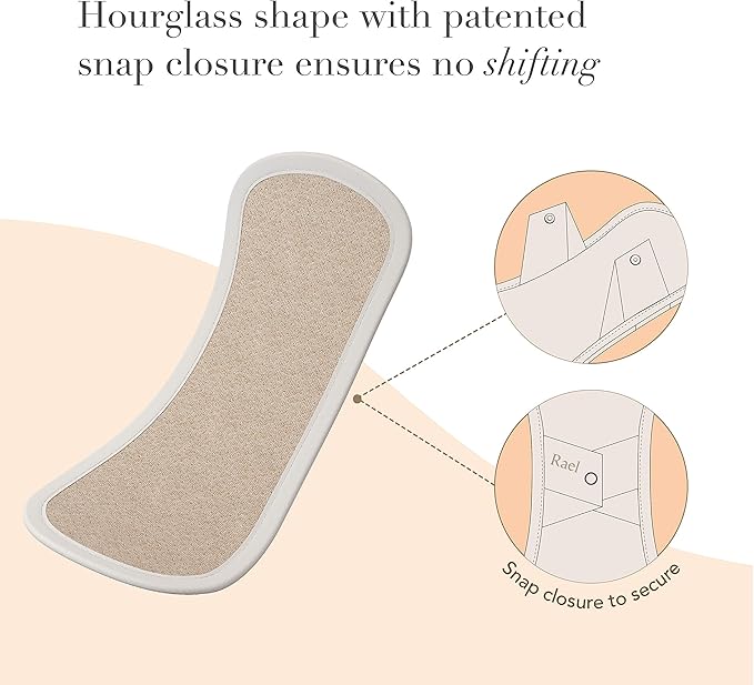 Rael Reusable Panty Liners – Organic Cotton Cover, Washable & Leak-Resistant, 3 Pack