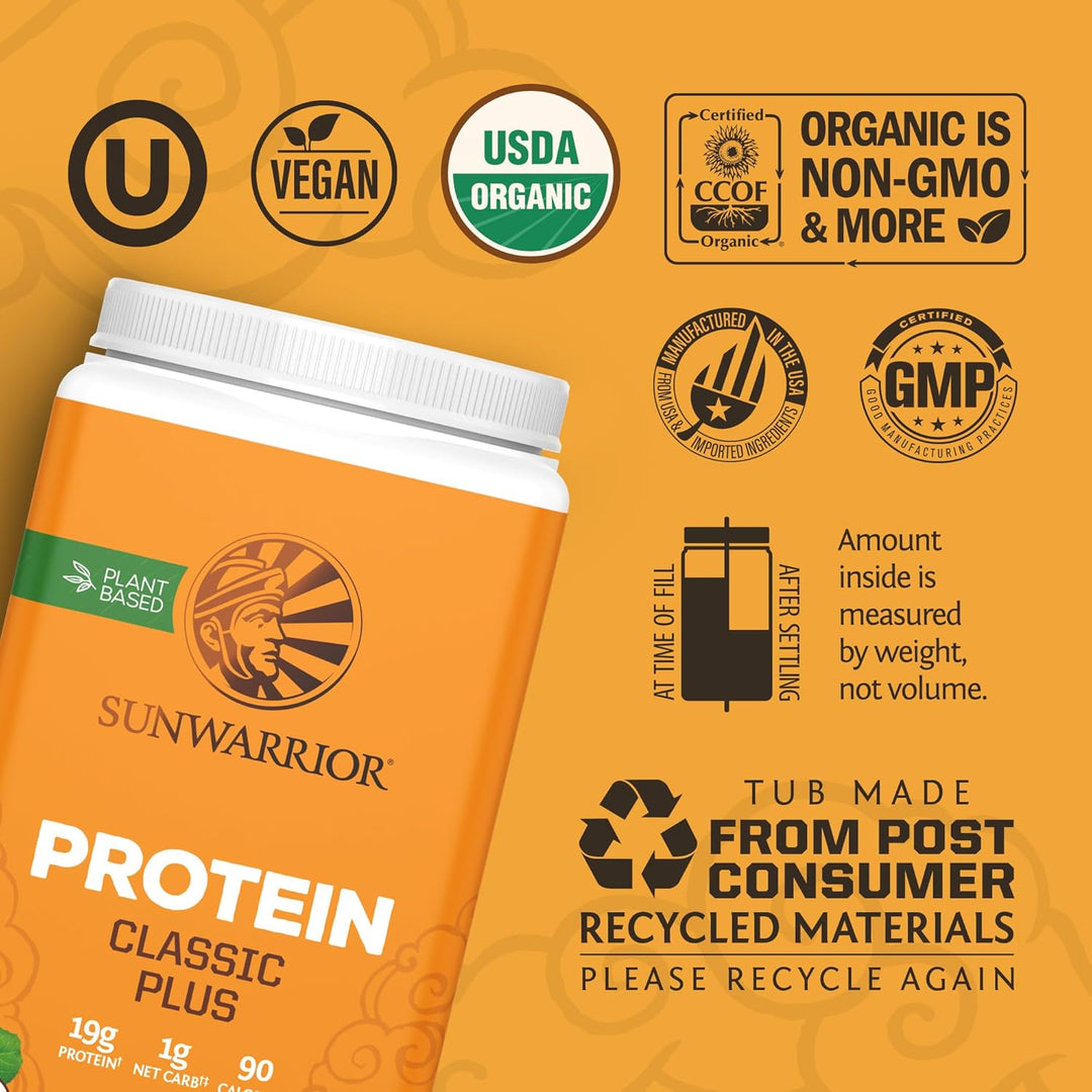 Sunwarrior Clean Vegan Protein Powder | Organic Plant-Based Protein with Superfood Blend |