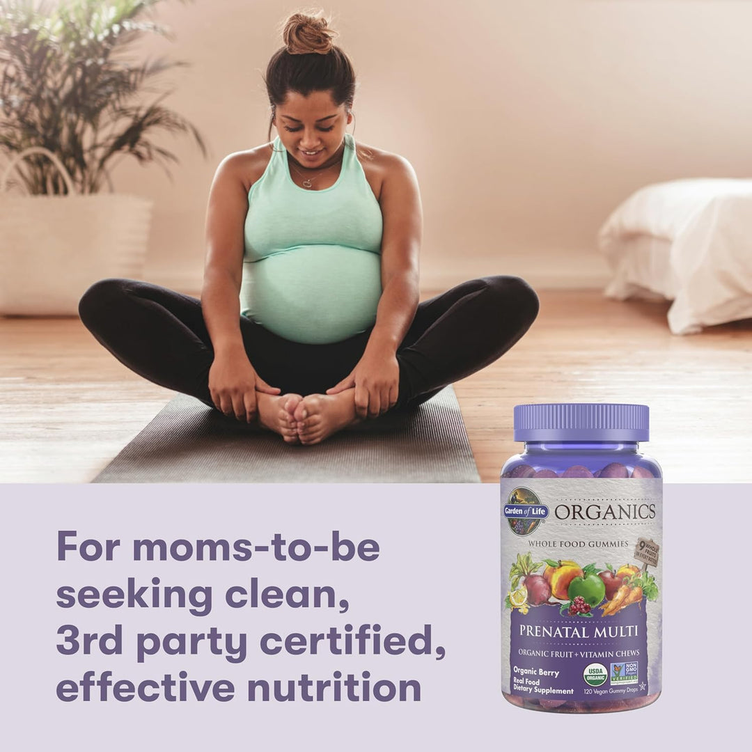 Garden of Life Organics Prenatal Gummies Multivitamin – Vegan, Organic, Folate, Vitamin D3, B12 – Berry Flavor, 30 Day Supply