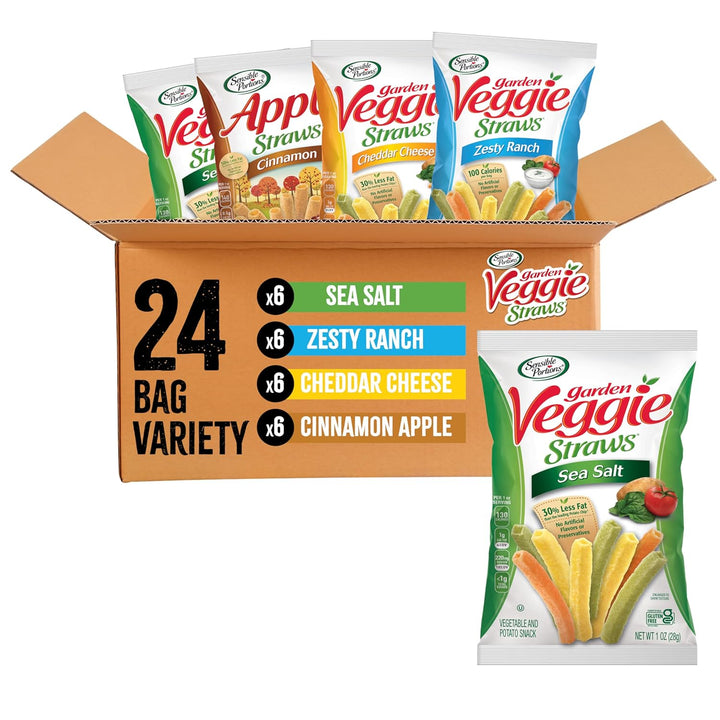 Sensible Portions Veggie Straws – Variety Pack, 1oz (Pack of 24)