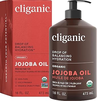 Cliganic Organic Jojoba Oil – Pure, Cold-Pressed & Hexane-Free for Hair & Skin