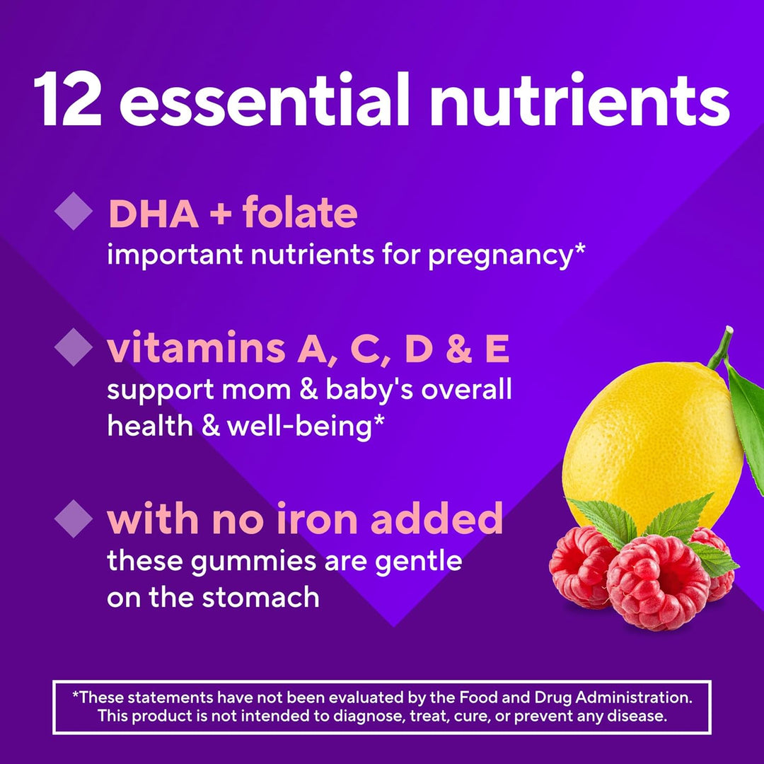 vitafusion Prenatal Gummy Vitamins – Raspberry Lemonade, 90 Count (45-Day Supply)