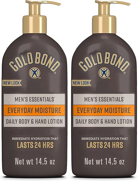 Gold Bond Men's Essentials Everyday Moisture Daily Body & Hand Lotion with Vitamin C, Formulated for Men's Dry Skin