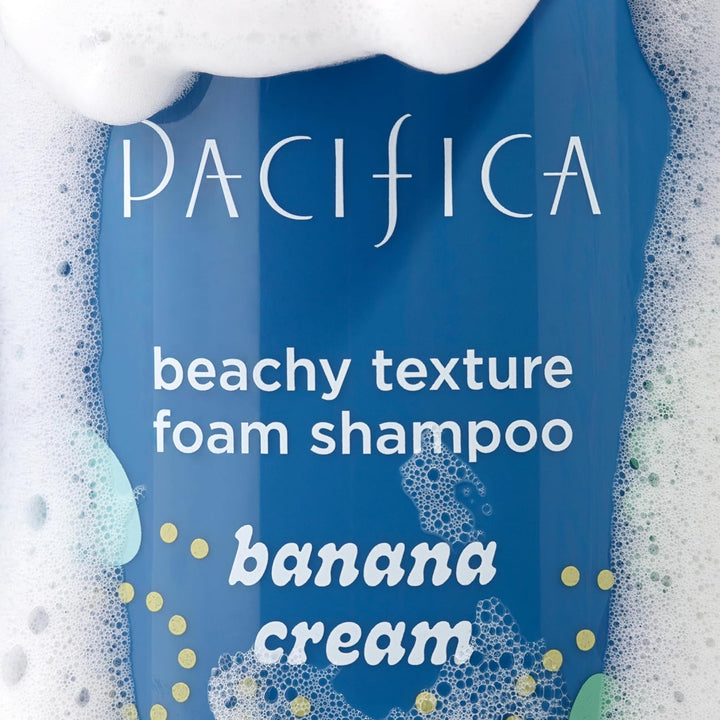 Pacifica Banana Cream Beachy Texture Foam Shampoo – Volumizing & Texturizing Shampoo for Tousled, Soft Waves – Sulfate-Free, Vegan, Cruelty-Free – 8 fl oz