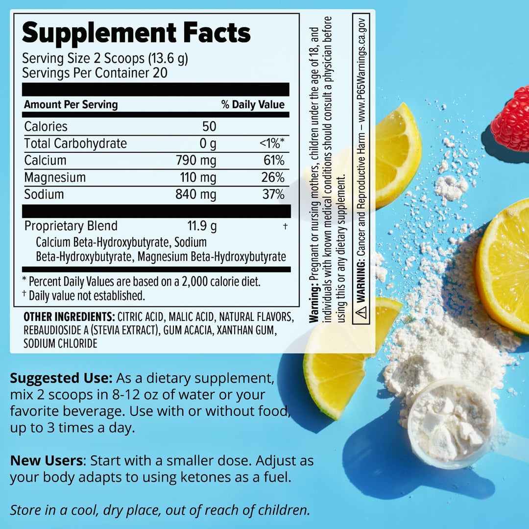 Dr. Boz – خليط مشروب BHB بنكهة عصير الليمون والتوت | 20 حصة | مسحوق منعش مستوحى من الكيتو | 272غ