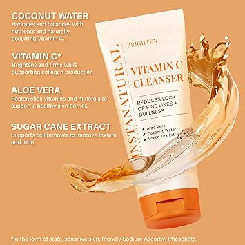 InstaNatural Vitamin C Face Cleanser, 6.7 fl oz – Brightening Natural Face Wash