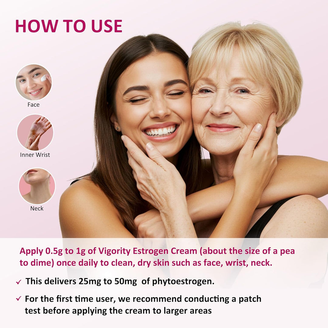 Vigority Estrogen Cream for Women – Natural Plant-Based Formula with Wild Yam, Vegan, Paraben-Free, 4 oz (3-Month Supply)