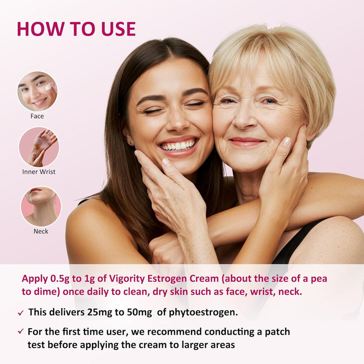 Vigority Estrogen Cream for Women – Natural Plant-Based Formula with Wild Yam, Vegan, Paraben-Free, 4 oz (3-Month Supply)