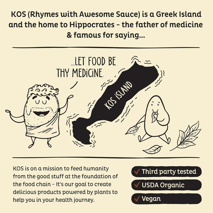 KOS Vegan Protein Powder, Organic Pea Protein Blend, Erythritol-Free, Plant-Based Superfood, 28 Servings