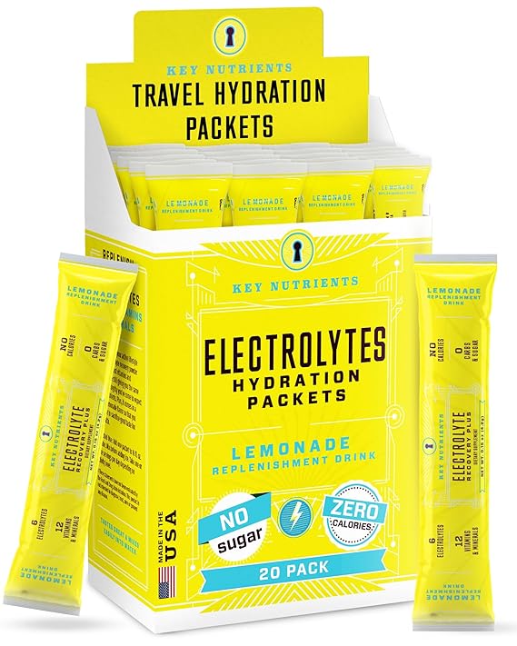KEY NUTRIENTS Electrolyte Powder Packets –  Hydration Drink Mix, No Sugar, Zero Calories (20 Pack)