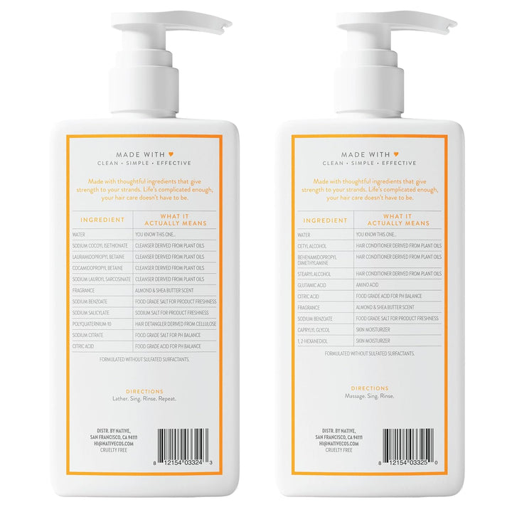 Native Shampoo & Conditioner Set – Almond & Shea Butter (2 × 16.5 fl oz)