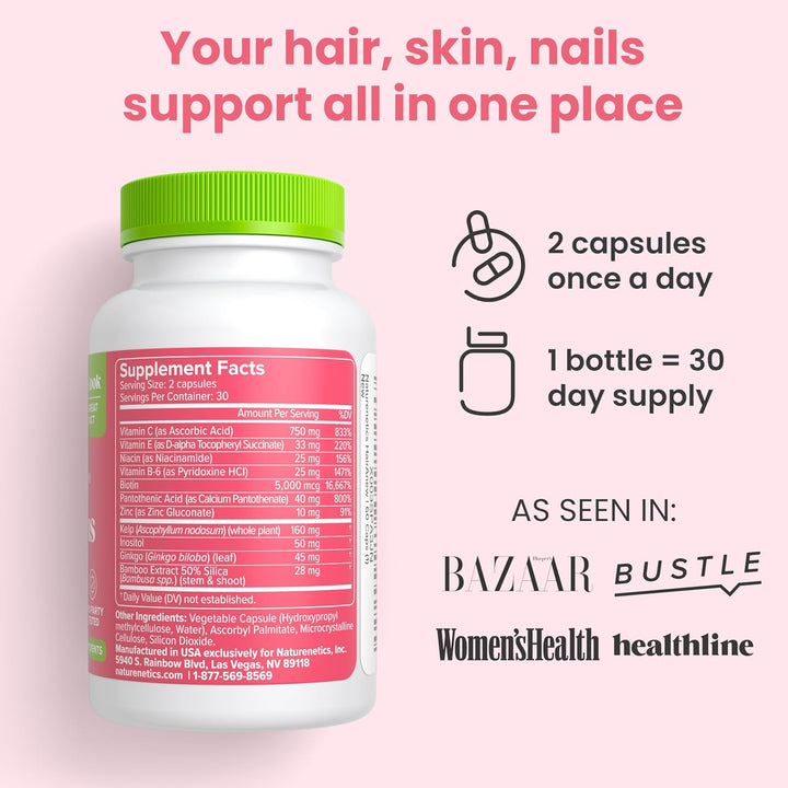 HairAnew Hair Growth Vitamins 60 Capsules | 5000mcg Biotin Vegan Supplement