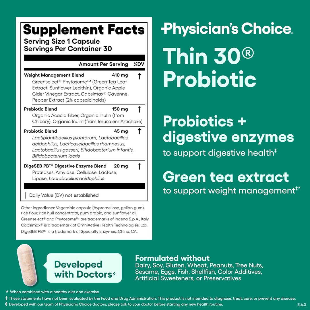 Physician’s CHOICE Probiotic Capsules with Probiotics & Green Tea