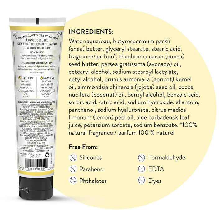 Skincare product with ingredients list and free-from declarations on a white background