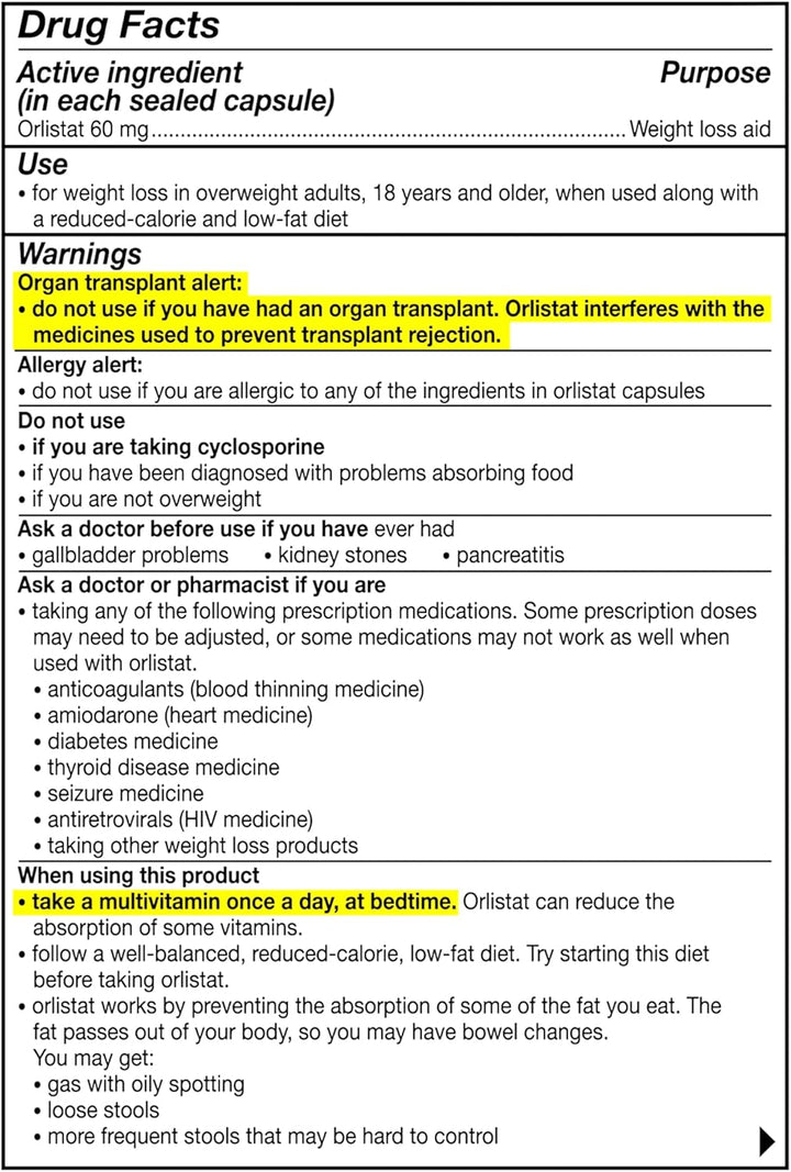 alli Orlistat 60mg Capsules Starter Pack – Weight Management Support, 60 Count