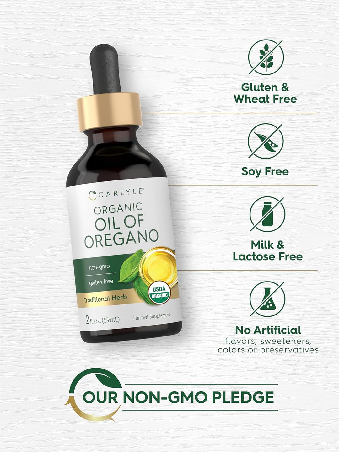 Carlyle Organic Oil of Oregano Liquid Drops - 34mg Wild Mediterranean Blend (2 fl oz)