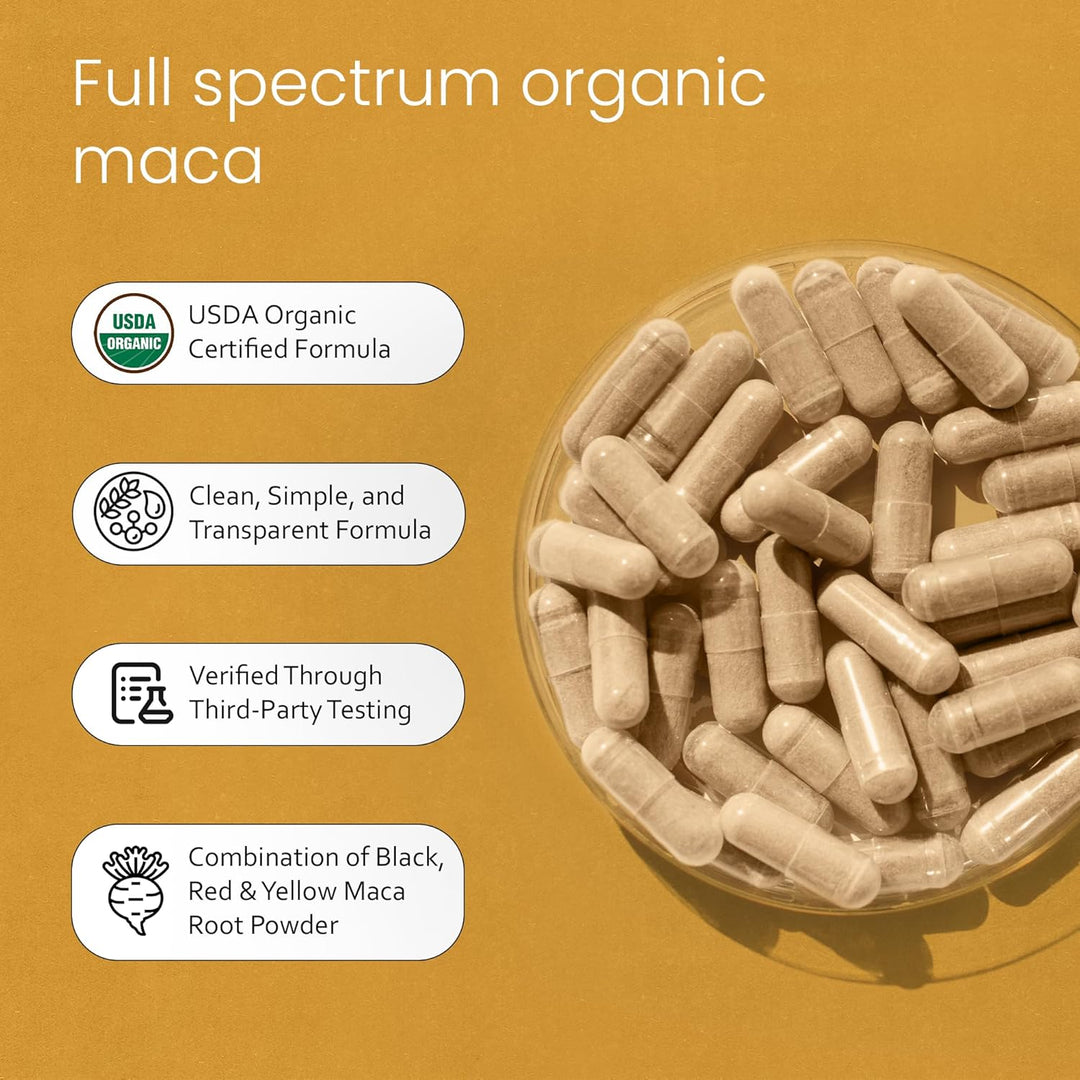 NaturaLife Labs Organic Maca Root 1900mg - Triple Blend Black, Red & Yellow (150 Capsules)