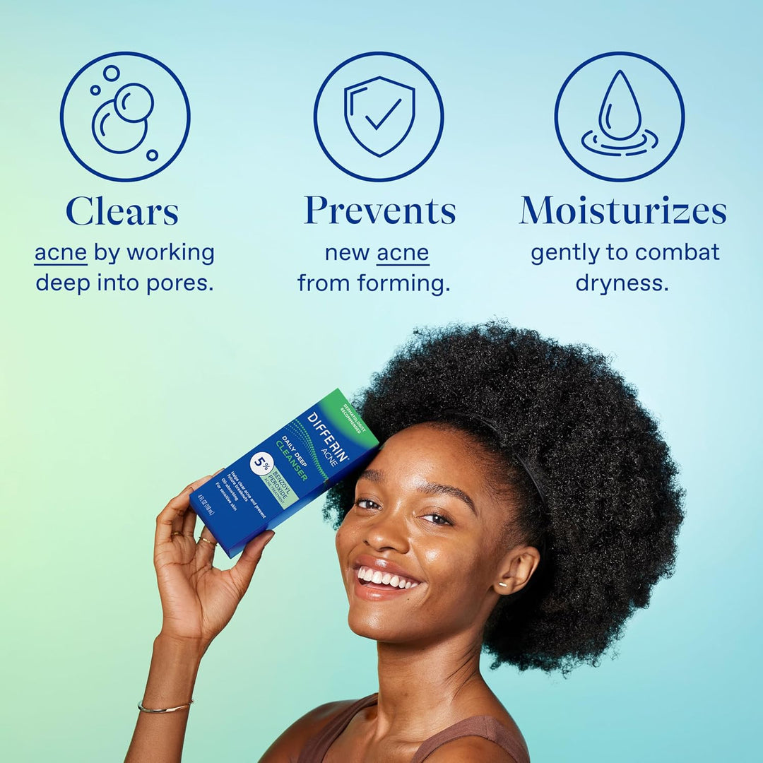 Acne Face Wash with 5% Benzoyl Peroxide – Deep Cleansing Daily Wash for Acne-Prone Skin