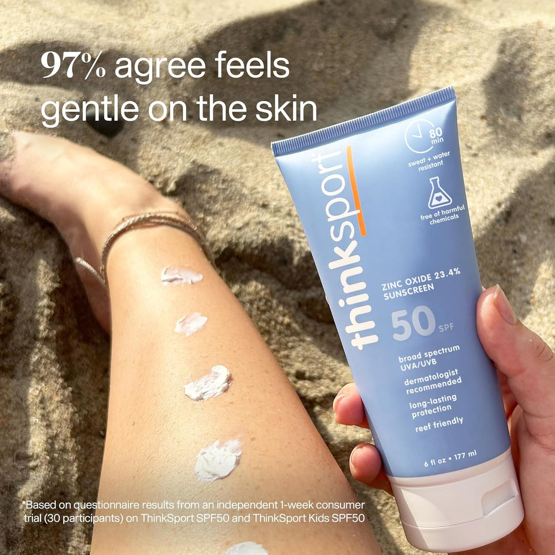 Thinksport SPF 50+ Mineral Sunscreen, 177ml – Non-Nano Zinc Oxide, Water-Resistant Sports Sunscreen