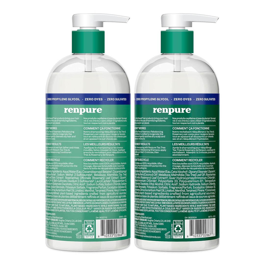 Renpure Tea Tree & Rosemary Shampoo & Conditioner Set (2 × 24 fl oz)
