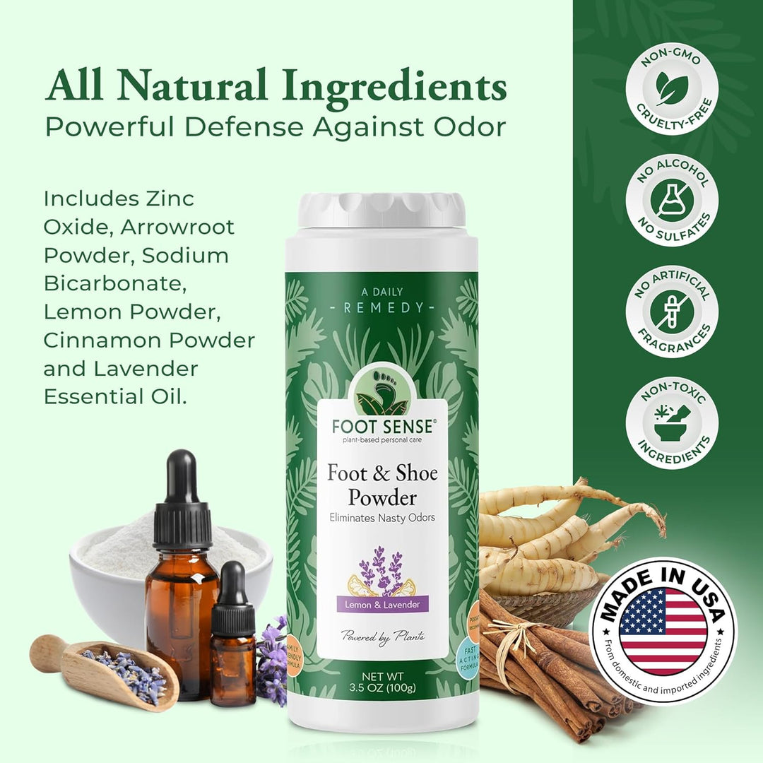 FOOT SENSE All Natural Foot & Shoe Powder, Disinfects & Deodorizes
