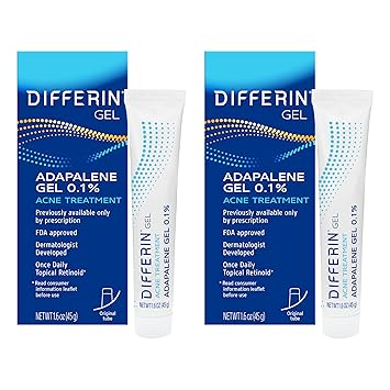 Differin Acne Gel Gentle Skin Care for Acne Prone Sensitive Skin, 15g Tube (Packaging May Vary)