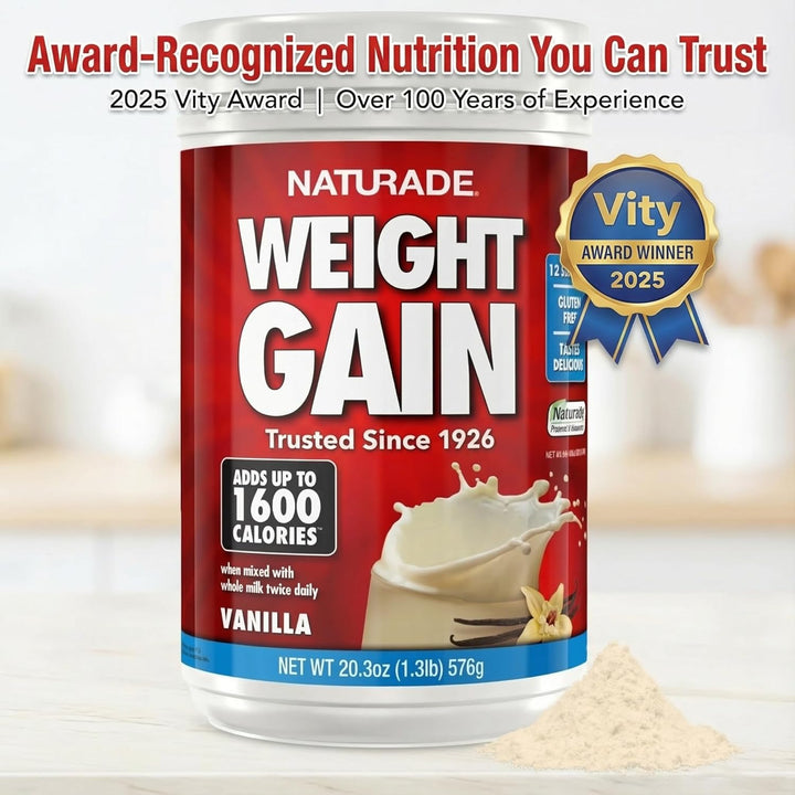 Naturade Weight Gain Nutrition Drink Mix – High Calorie Protein with Vitamins & Minerals – 20.3 oz