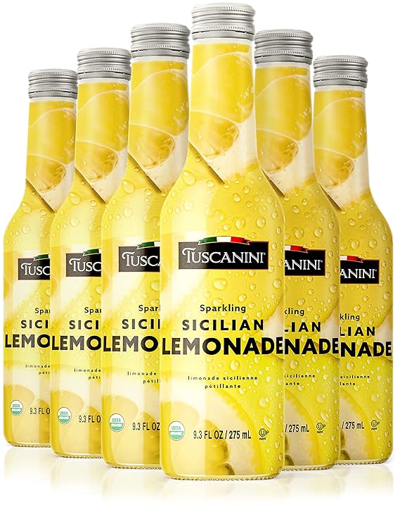 Tuscanini Organic Sparkling Lemonade Drink, 9.3 fl oz (6 Pack) – No Artificial Flavors, Glass Bottle, Product of Italy