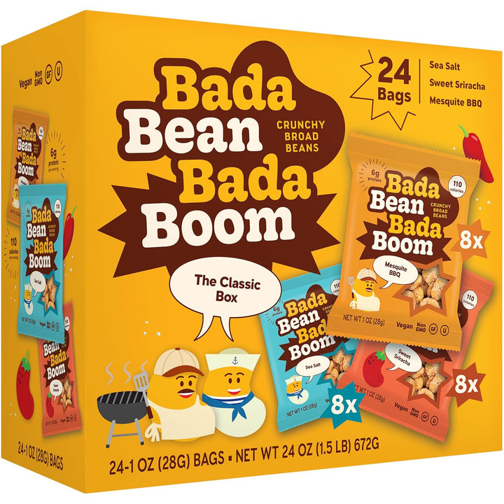 Bada Bean Bada Boom Crunchy Roasted Fava Bean Snacks – 1oz (Pack of 24)