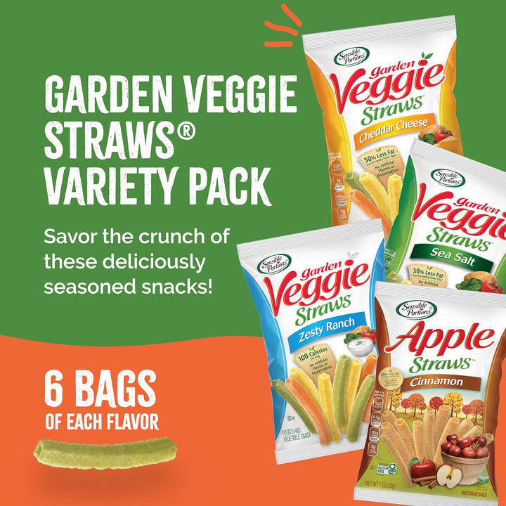 Sensible Portions Veggie Straws – Variety Pack, 1oz (Pack of 24)
