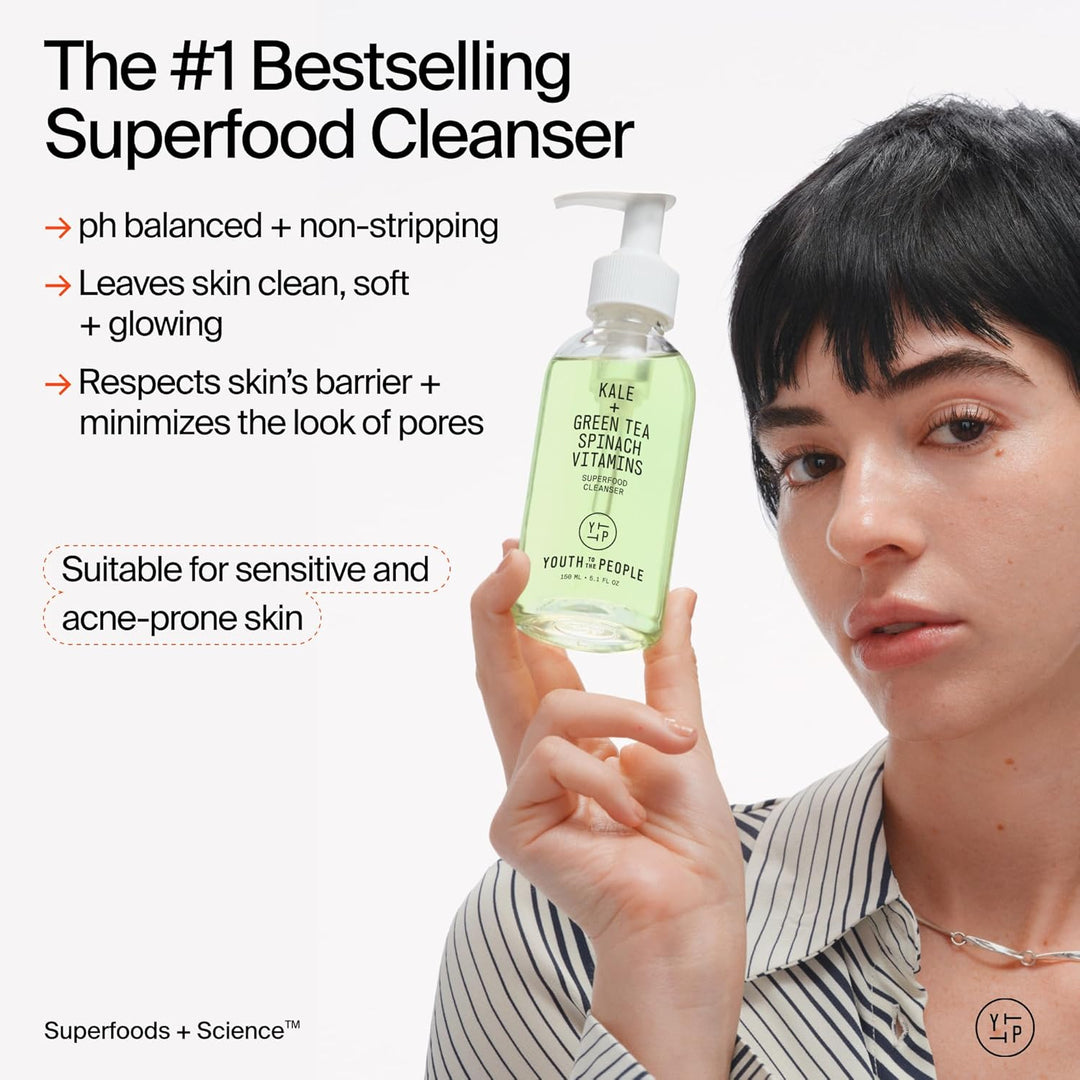 Superfood Facial Cleanser with Kale & Green Tea – Daily Face Wash for Clean & Fresh Skin