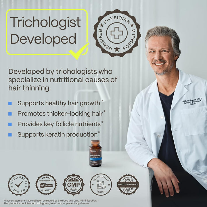 FoliGROWTH® Hair Growth Supplement for Women & Men – Biotin, Saw Palmetto, MSM & Vitamins, Supports Thicker Fuller Hair, Vegetarian Formula