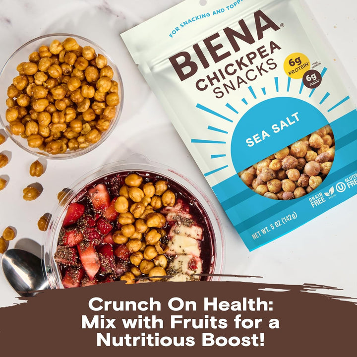 BIENA Chickpea Snacks – Crunchy Roasted Chickpeas, 4-Pack (5oz Bags)