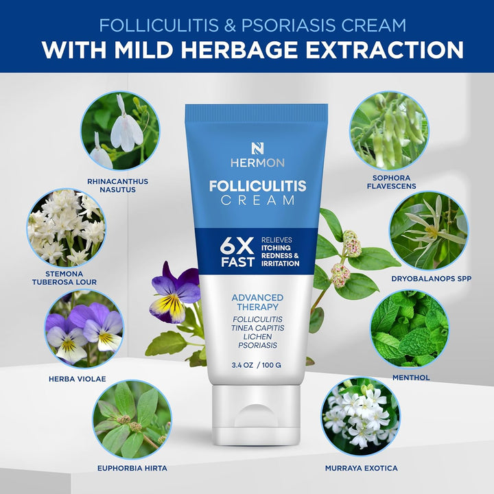 Hermon Folliculitis Treatment Cream – Natural & Organic Cream for Scalp, Face, and Body – 100g