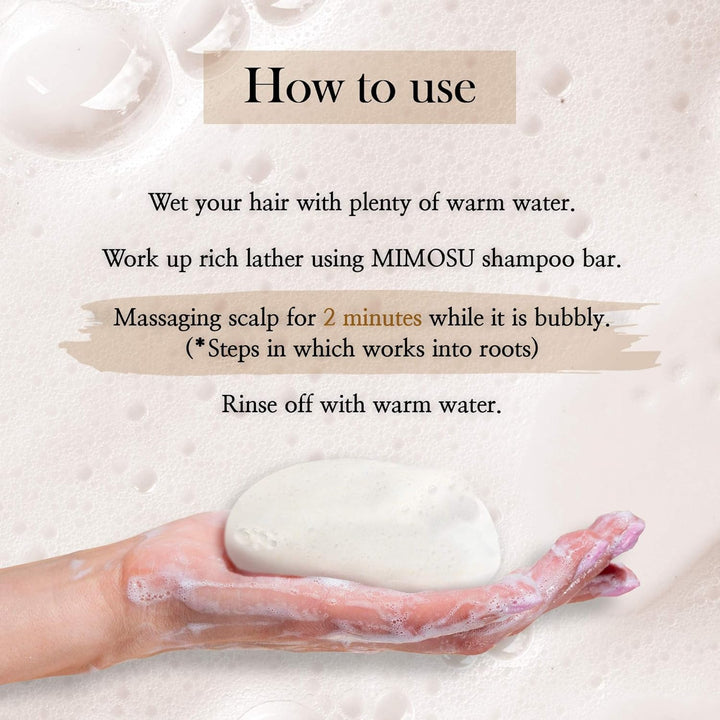 Mimosu Rice Water Shampoo Bar – 2-in-1 Shampoo & Conditioner, Solid Hair Care Bar 5oz, pH Balanced, Unscented, For Oily Hair