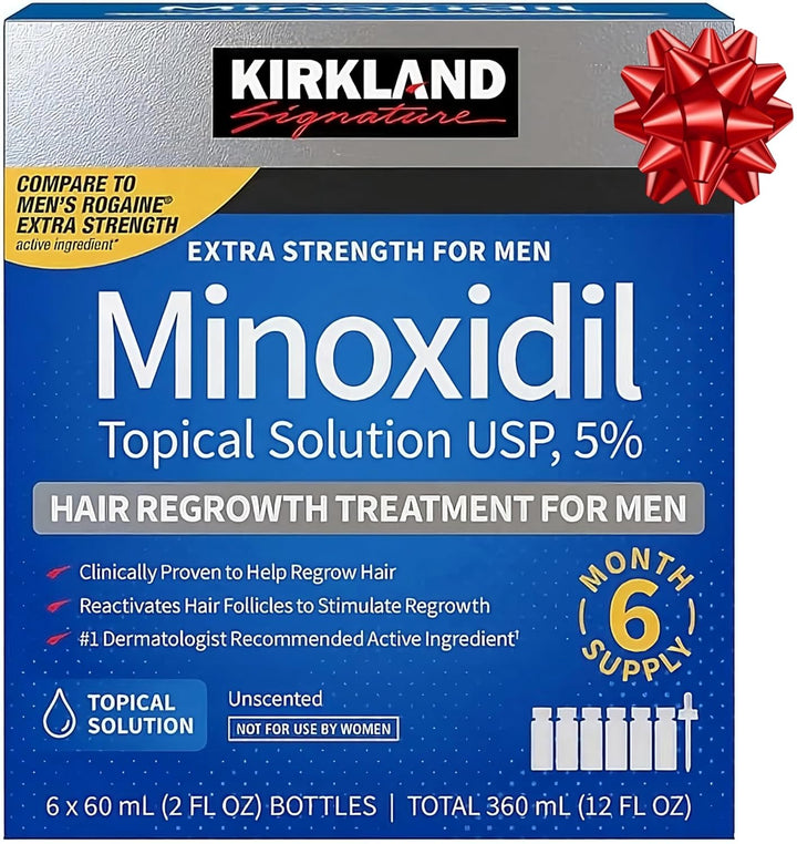 Kirkland Signature Minoxidil 5% Topical Solution for Men – 6 Month Supply, Hair Regrowth Treatment, 6 x 60ml