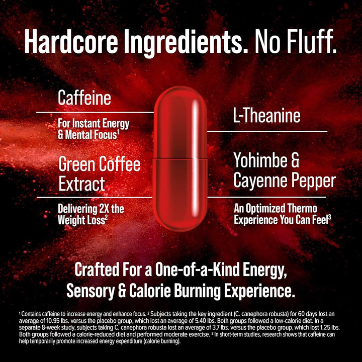 Hydroxycut Hardcore Thermogenic Energy & Focus Capsules – 60 Rapid-Release Capsules