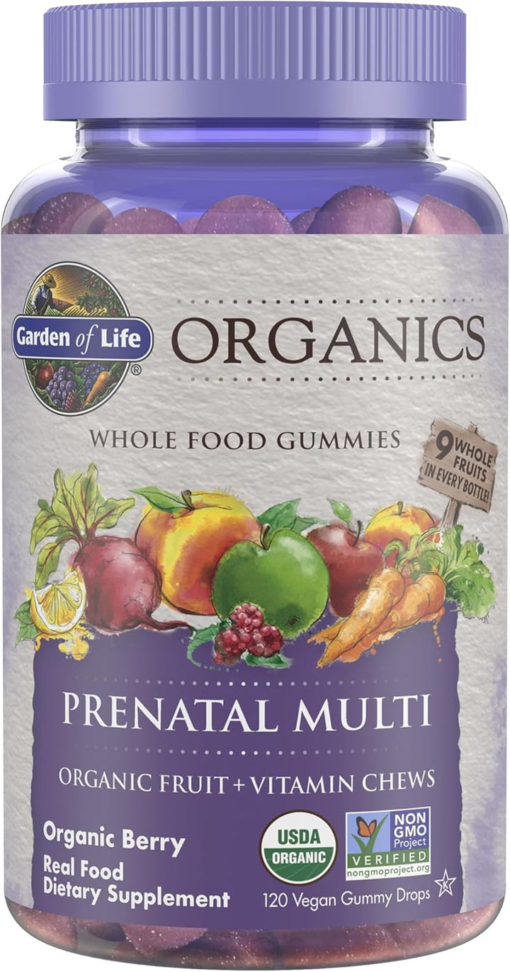 Garden of Life Organics Prenatal Gummies Multivitamin – Vegan, Organic, Folate, Vitamin D3, B12 – Berry Flavor, 30 Day Supply