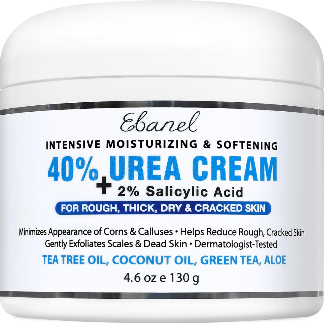 Jar of 40% Urea Cream with salicylic acid on a white background