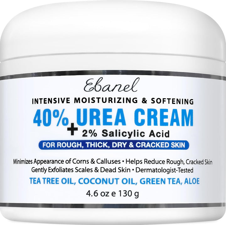 Jar of 40% Urea Cream with salicylic acid on a white background