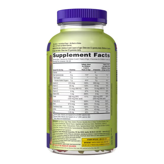 Kirkland Signature Children's Multivitamin, 320 Gummies (2 Pack of 160)
