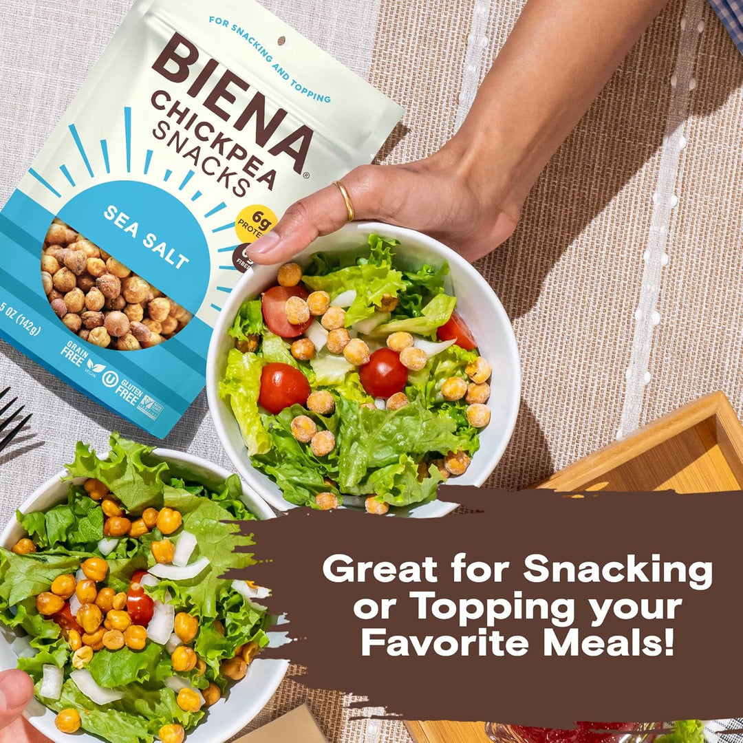 BIENA Chickpea Snacks – Crunchy Roasted Chickpeas, 4-Pack (5oz Bags)