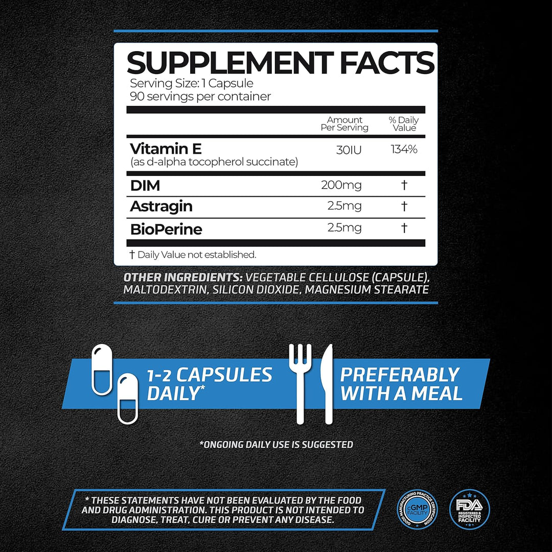 DIM 3X 200mg Supplement – 90 Capsules | With BioPerine & AstraGin | Plant-Based Extract