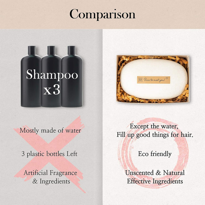Mimosu Rice Water Shampoo Bar – 2-in-1 Shampoo & Conditioner, Solid Hair Care Bar 5oz, pH Balanced, Unscented, For Oily Hair