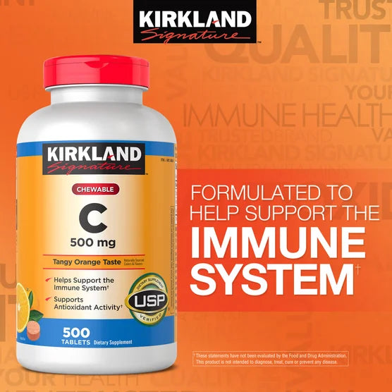 Kirkland Signature Chewable Vitamin C 500mg Immune Support (500 Tablets Bottle)