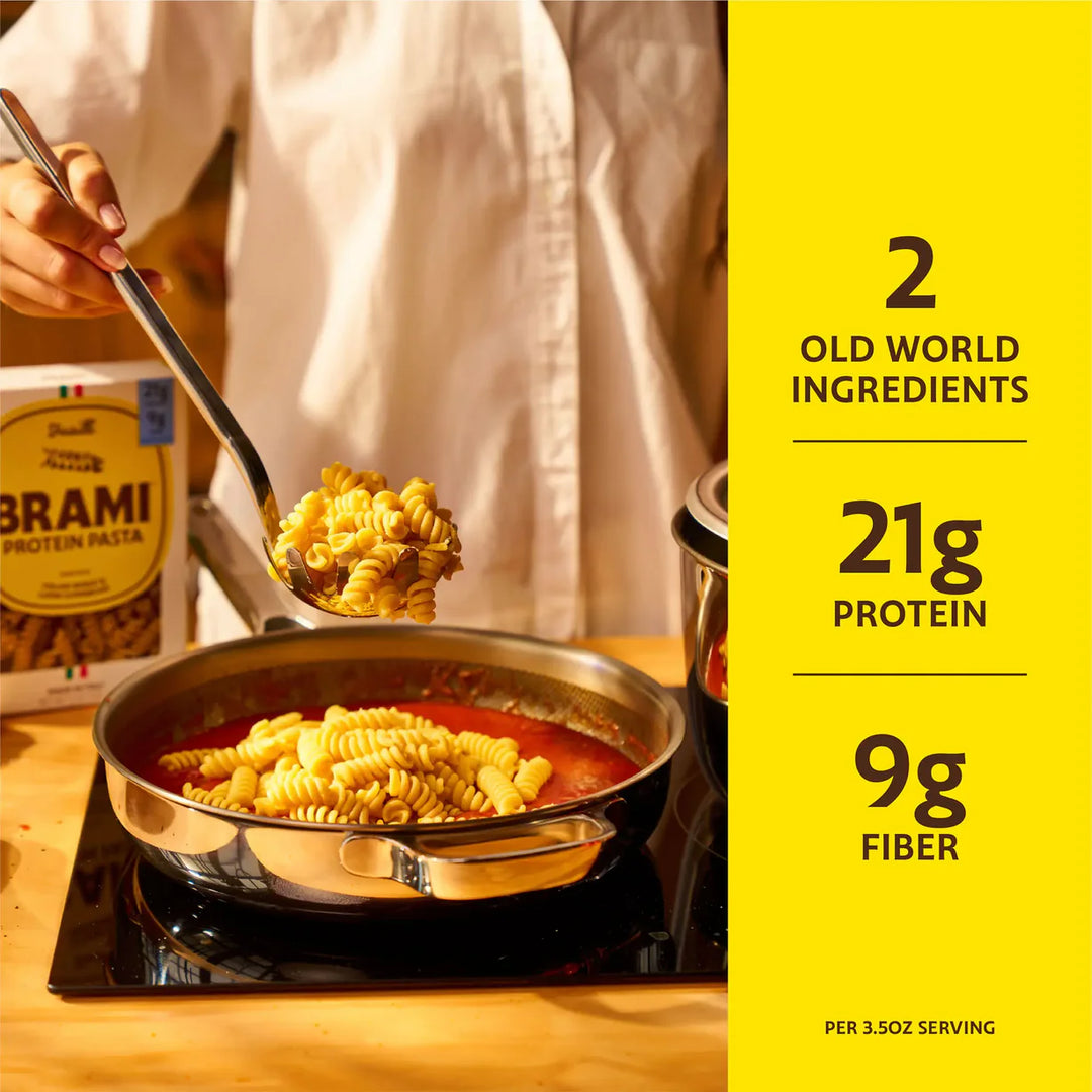 Brami Fusilli Italian Protein Pasta, 12 oz (8 Pack) – High Protein, High Fiber, Low Carb, Keto Friendly, Made in Italy