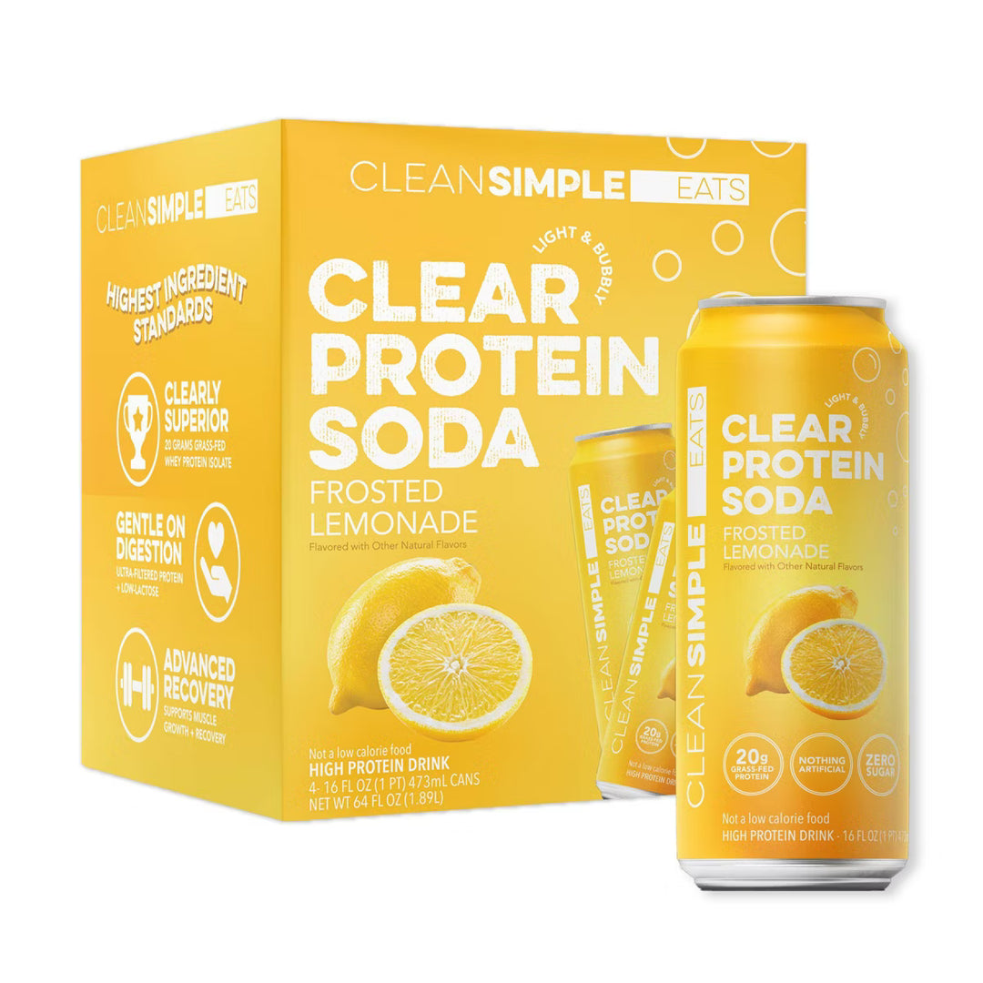 Clean Simple Eats Clear Protein Soda  – 4 Pack, 16 fl oz (473 ml) Cans