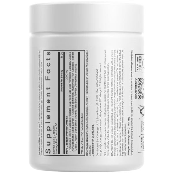 Codeage Multi Collagen Capsules – Hydrolyzed Collagen Peptides, Unflavored, 90 Capsules